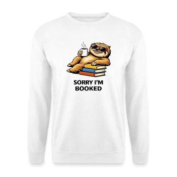 Pile de lecture du paresseux douillet - Sweat-shirt Unisexe - blanc - Devant