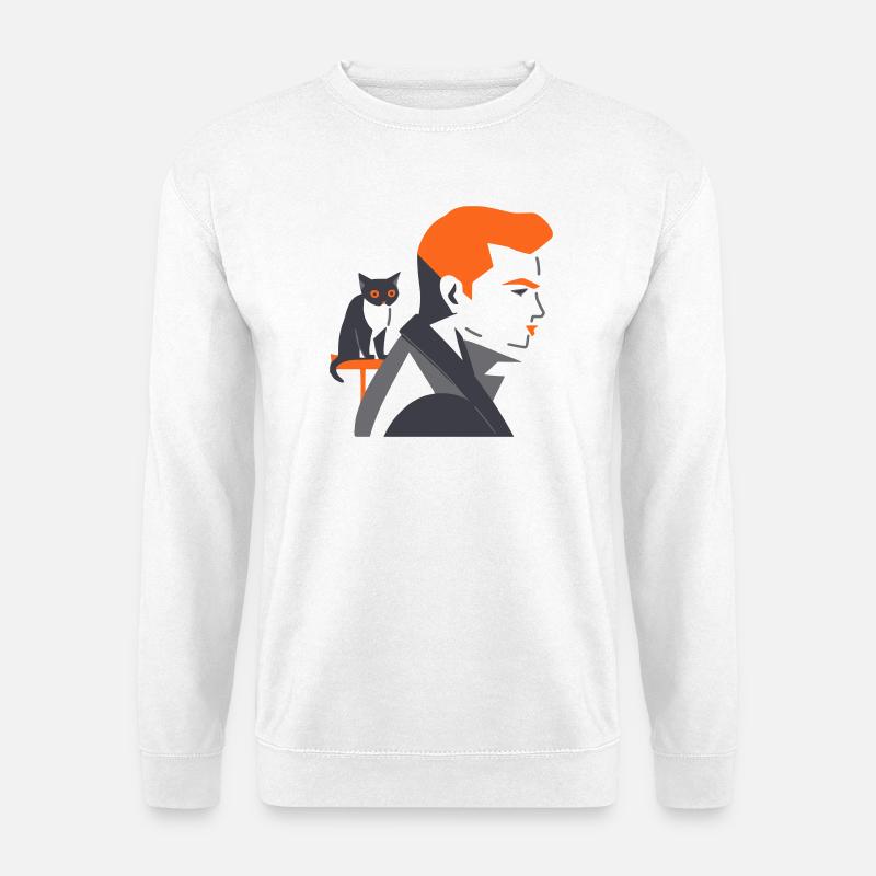 Mann mit Katze - Tusarisa - Unisex Pullover - Weiß
