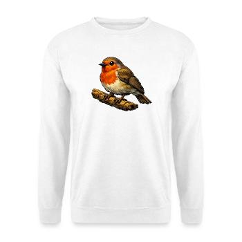 Robin über den Stamm-Cartoon - Unisex Pullover - Weiß - Vorne
