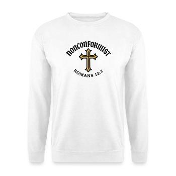 Anticonformiste Chrétien Romains 12:2 Croix d'Or - Sweat-shirt Unisexe - blanc - Devant