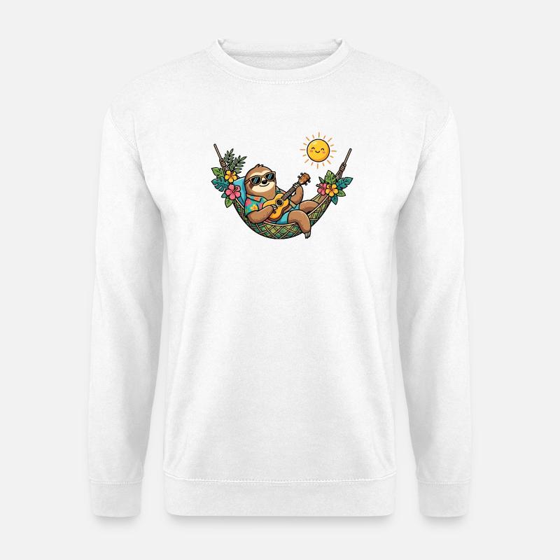 Sloth in hammock makes summer vacation beach - Unisex Sweatshirt - white