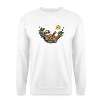 Paresseux dans un hamac avec chemise hawaïenne et guitare - Sweat-shirt Unisexe - blanc - Devant