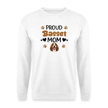 Stolze Basset Mutter, Basset Hound - Unisex Pullover - Weiß - Vorne