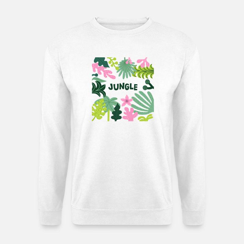 Jungle Tropical Leaves Pattern Nature Design - Unisex Sweatshirt - white