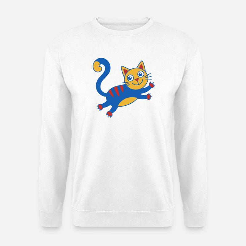 Bunter Katzenzauber Sprung - Unisex Pullover - Weiß
