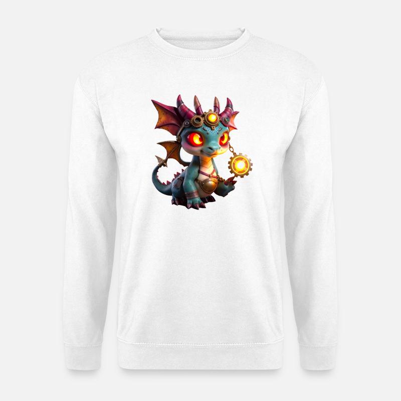 Erleuchteter Steampunk-Drache - Unisex Pullover - Weiß