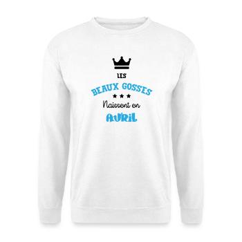 Cadeau naissance bébé garçon Avril Beaux Gosses - Sweat-shirt Unisexe - blanc - Devant