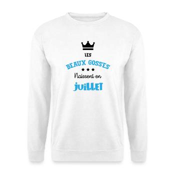 Cadeau naissance bébé garçon Juillet Beaux Gosses - Sweat-shirt Unisexe - blanc - Devant