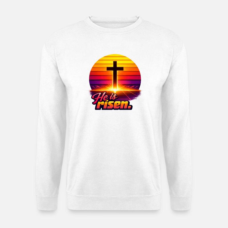 He is risen Sunset retro - Unisex Pullover - Weiß