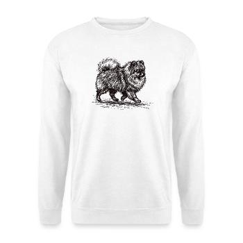 Zwergspitz Sketch – Minimalistisches Hund Design - Unisex Pullover - Weiß - Vorne