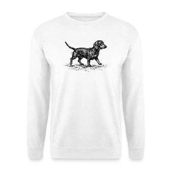 Dackel Sketch – Minimalistisches Hund Design - Unisex Pullover - Weiß - Vorne
