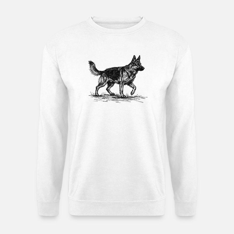 German Shepherd Sketch – German Shepherd Design - Unisex Sweatshirt - white