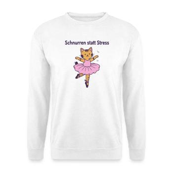 Schnurren statt Stress – Ballettkatze - Unisex Pullover - Weiß - Vorne