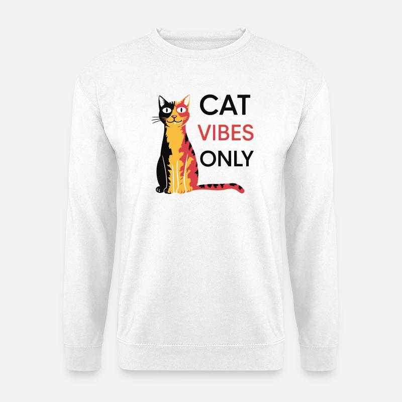 Katzen Vibes Only Design - Unisex Pullover - Weiß