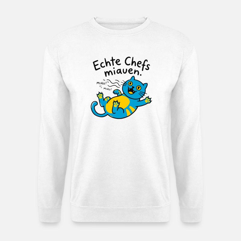 Fröhliche blaue Katze Miauen - Unisex Pullover - Weiß