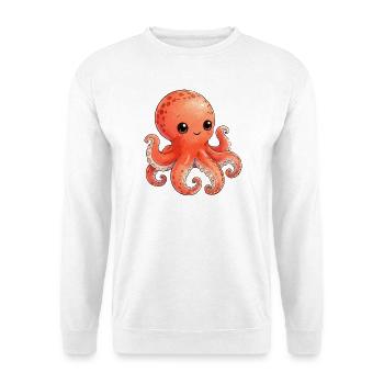 Kawaii Orangener Oktopus - Unisex Pullover - Weiß - Vorne