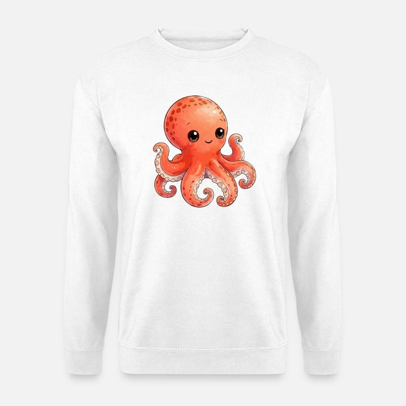 Kawaii Orangener Oktopus - Unisex Pullover - Weiß
