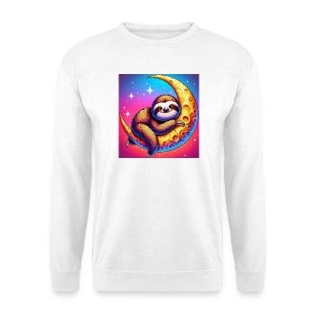 Sloth sleeps hugging the moon - Unisex Sweatshirt - white - Front