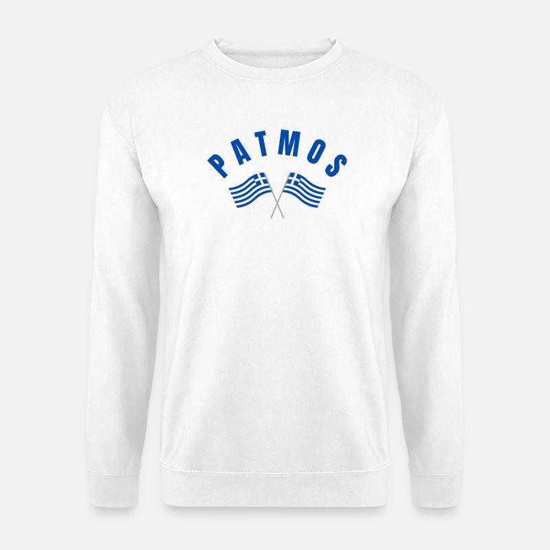 Patmos-kreuzende griechische Flaggen - Unisex Pullover - Weiß