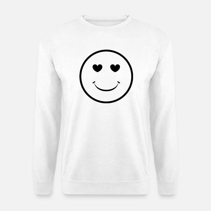 Herz, Auge, Lächeln, Gesicht - Unisex Pullover - Weiß