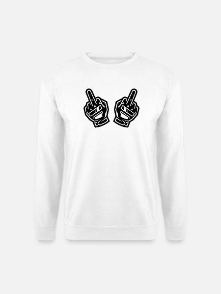 Zwei Mittelfinger Handschuhe Schwarz Symbol - Unisex Pullover - Weiß