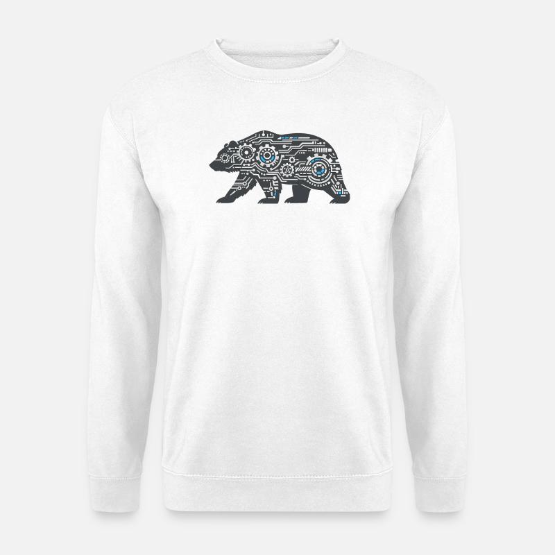 Kibernetischer Bär Circuit-Muster - Unisex Pullover - Weiß
