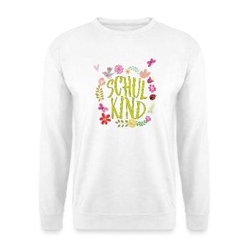Schulkind Blumenkranz  - Unisex Pullover - Weiß - Vorne - Alina (178cm) & Michal (187cm)