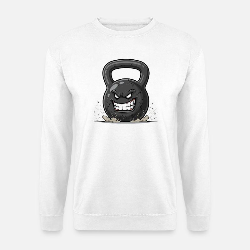 Wütende Kettlebell – Kraftausbruch - Unisex Pullover - Weiß