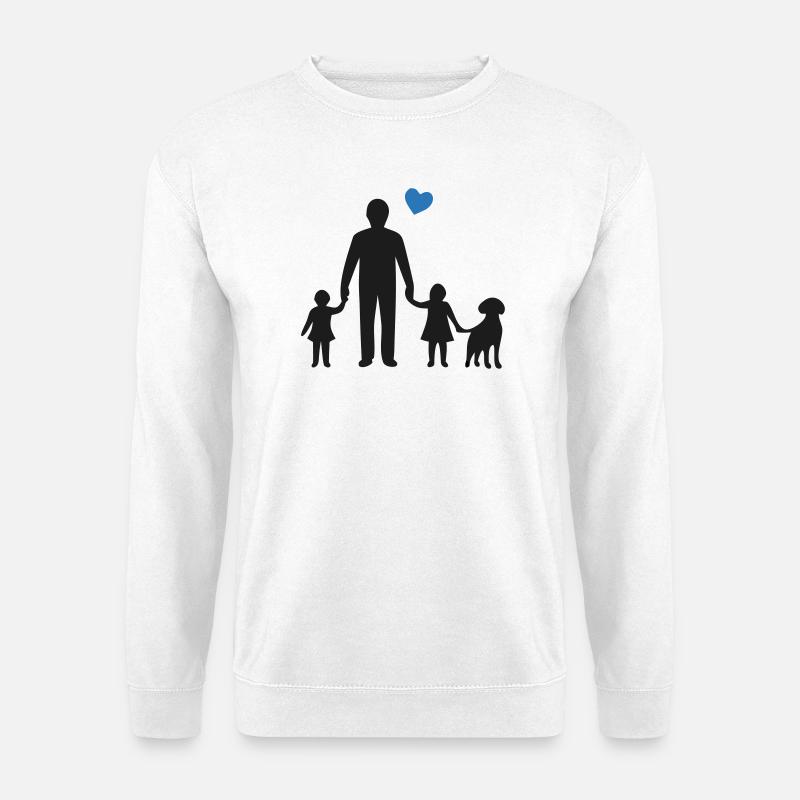 Vater Kinder Hund Silhouette - Unisex Pullover - Weiß