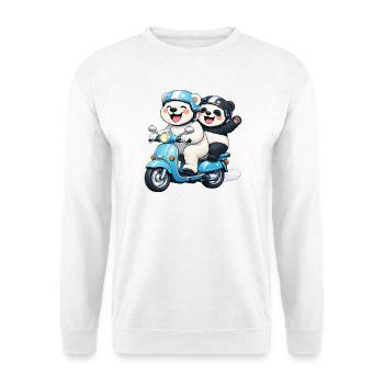 Polar Bear and Panda Bear on a Scooter - Unisex Sweatshirt - white - Front