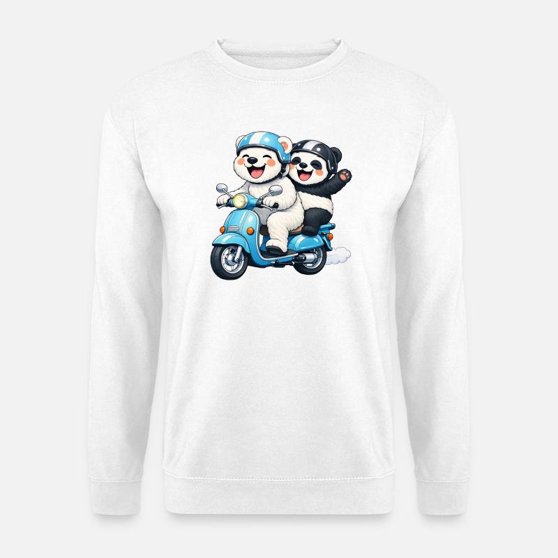 Orso Polare e Panda su uno scooter - Felpa unisex - bianco