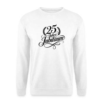 25 Jahre Jubiläum Lorbeer Schwarz - Unisex Pullover - Weiß - Vorne - Alina (178cm) & Michal (187cm)