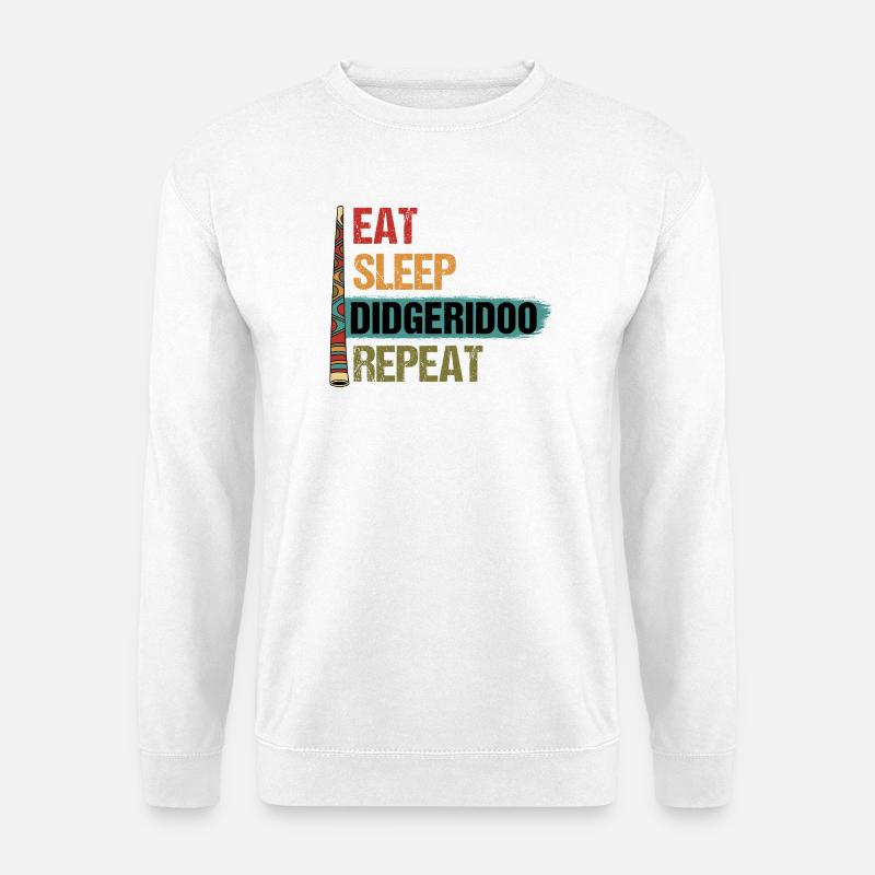 Essen Schlaf Didgeridoo Wiederholen - Unisex Pullover - Weiß