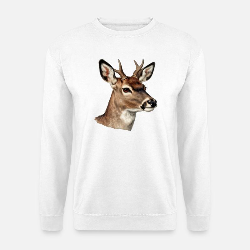 Hirsch, natürliches Aquarell - Unisex Pullover - Weiß