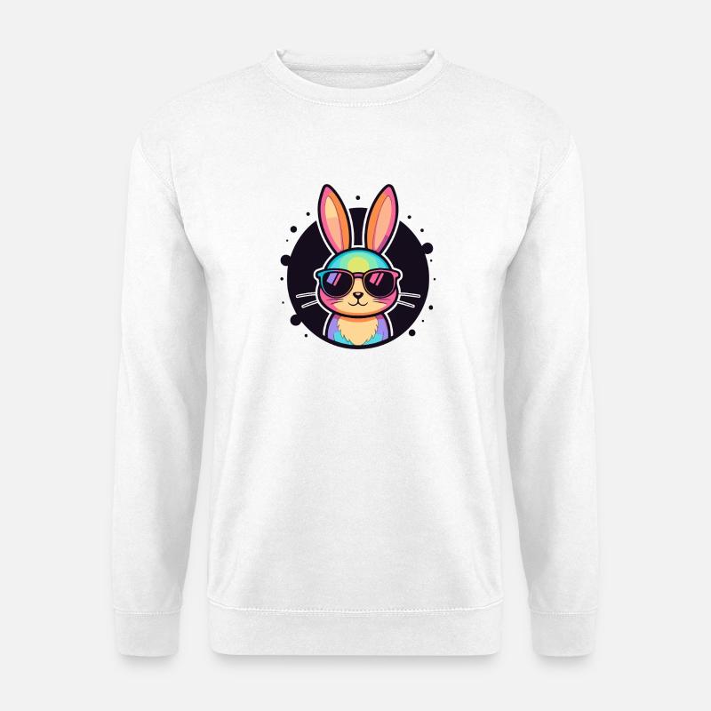 Rainbow Bunny Sunglasses - Unisex Sweatshirt - white