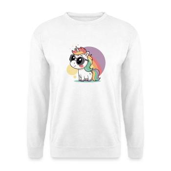 Pastel unicorn in glasses and rainbow - Unisex Sweatshirt - white - Front