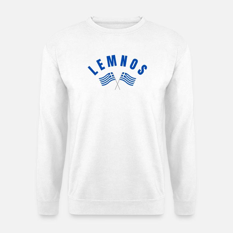 Lemnos Drapeaux Grecs Traversés - Sweat-shirt Unisexe - blanc
