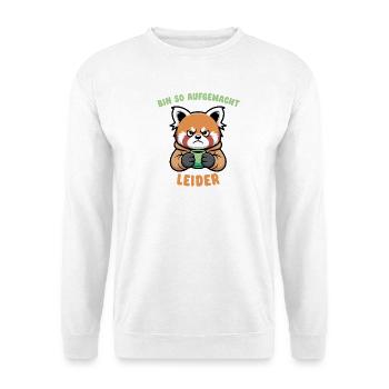 Mürrischer Panda mit Kaffee - Morgenmuffel - Unisex Pullover - Weiß - Vorne