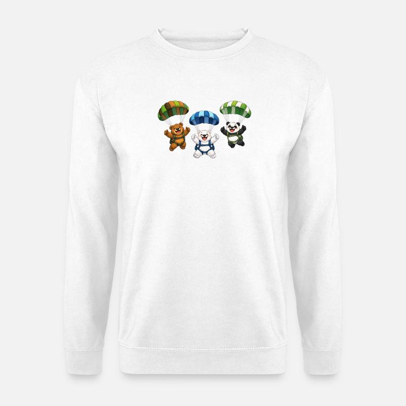 Three Bears Jump with a Parachute - Unisex Sweatshirt - white