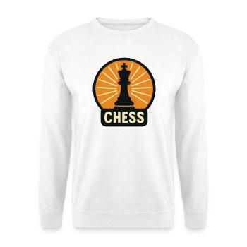 König des Schach Retro-Design-Großmeister - Unisex Pullover - Weiß - Vorne - Alina (178cm) & Michal (187cm)