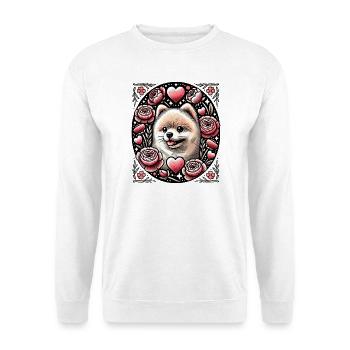 Shiba au cœur floral avec des roses - Sweat-shirt Unisexe - blanc - Devant