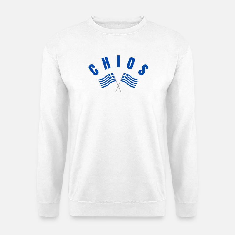 Chios Crossed Greek Flags  - Unisex Sweatshirt - white