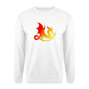 Flammender Drache gradient - Unisex Pullover - Weiß - Vorne - Alina (178cm) & Michal (187cm)