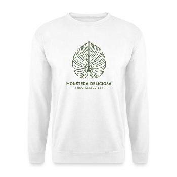 Monstera Deliciosa – Minimalistische Schweizer Käsepflanze - Unisex Pullover - Weiß - Vorne