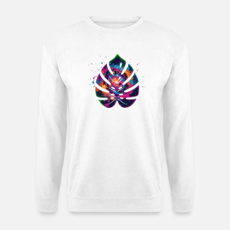 Farbexplosion Blattdesign - Unisex Pullover - Weiß
