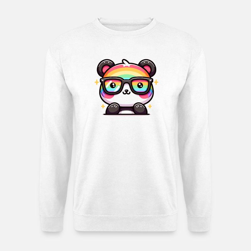 Rainbow Panda with Sunglasses - Unisex Sweatshirt - white