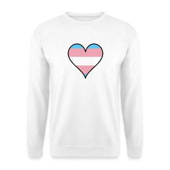 Trans Pride Herz - Unisex Pullover - Weiß - Vorne - Alina (178cm) & Michal (187cm)