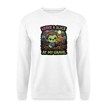 Zombie with slice of pizza in the cemetery - Unisex Sweatshirt - white - Front
