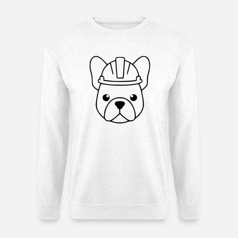 Frenchie Bauhelm Kopf Outline - Unisex Pullover - Weiß