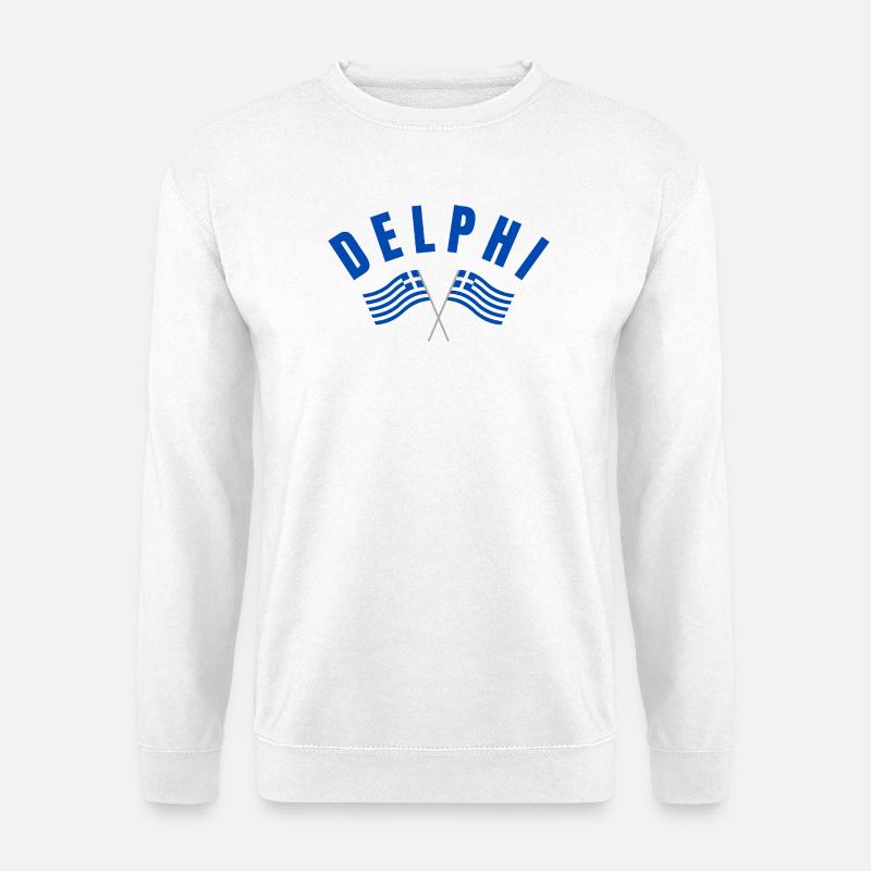 Delphi-Zwillingsflaggen Griechenlands - Unisex Pullover - Weiß